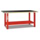 C56B-O-WERKBANK MET HOUTEN BLAD-Rood (RAL 3000)