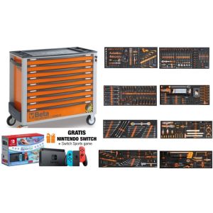 Beta BW 2400S XL9/E-XXL Rood Gereedschapswagen breed model met 9 laden voorzien van anti-omvalsysteem en 716-delig assortiment gereedschappen + PS5 cadeau