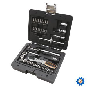 Beta BW 903E/C42 Assortiment van 13 zeskant dopsleutels, 18 bits, 4 haakse stiftsleutels en 7 toebehoren in kunststof koffer.