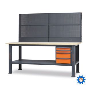 Werkbank 2.1 m lang, met 4 laden