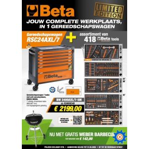 BETA RSC24AXL/7-5M/O Gereedschapswagen met 7 laden + 418dlg gereedschap + weber BBQ OP=OP